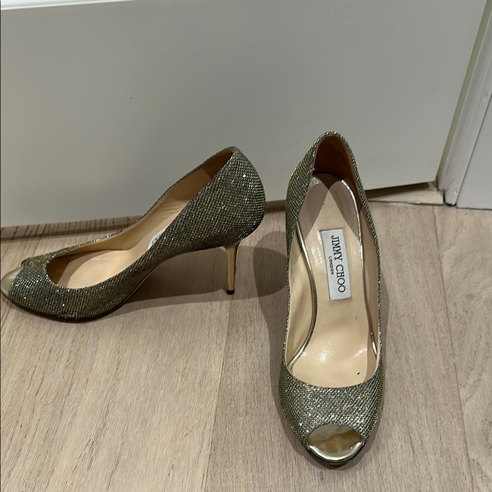 Jimmy Choo Green Curved Silhouette Heels